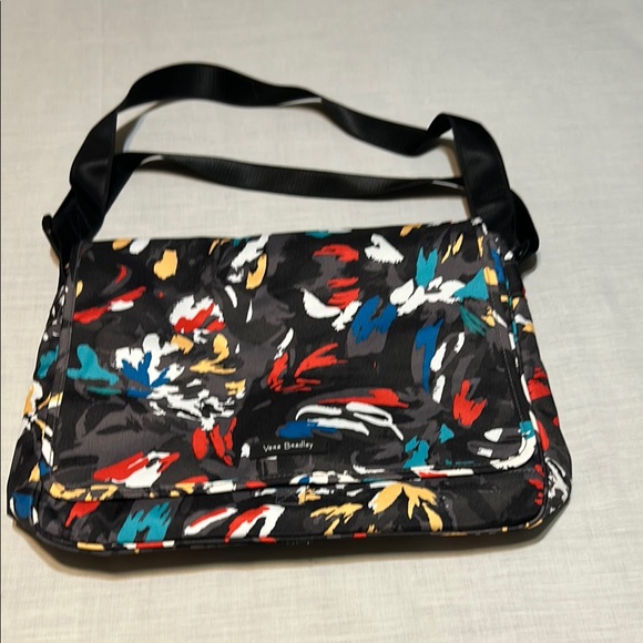 Vera Bradley Handbags - Vera Bradley Black and Red Crossbody Laptop Bag with Floral Design